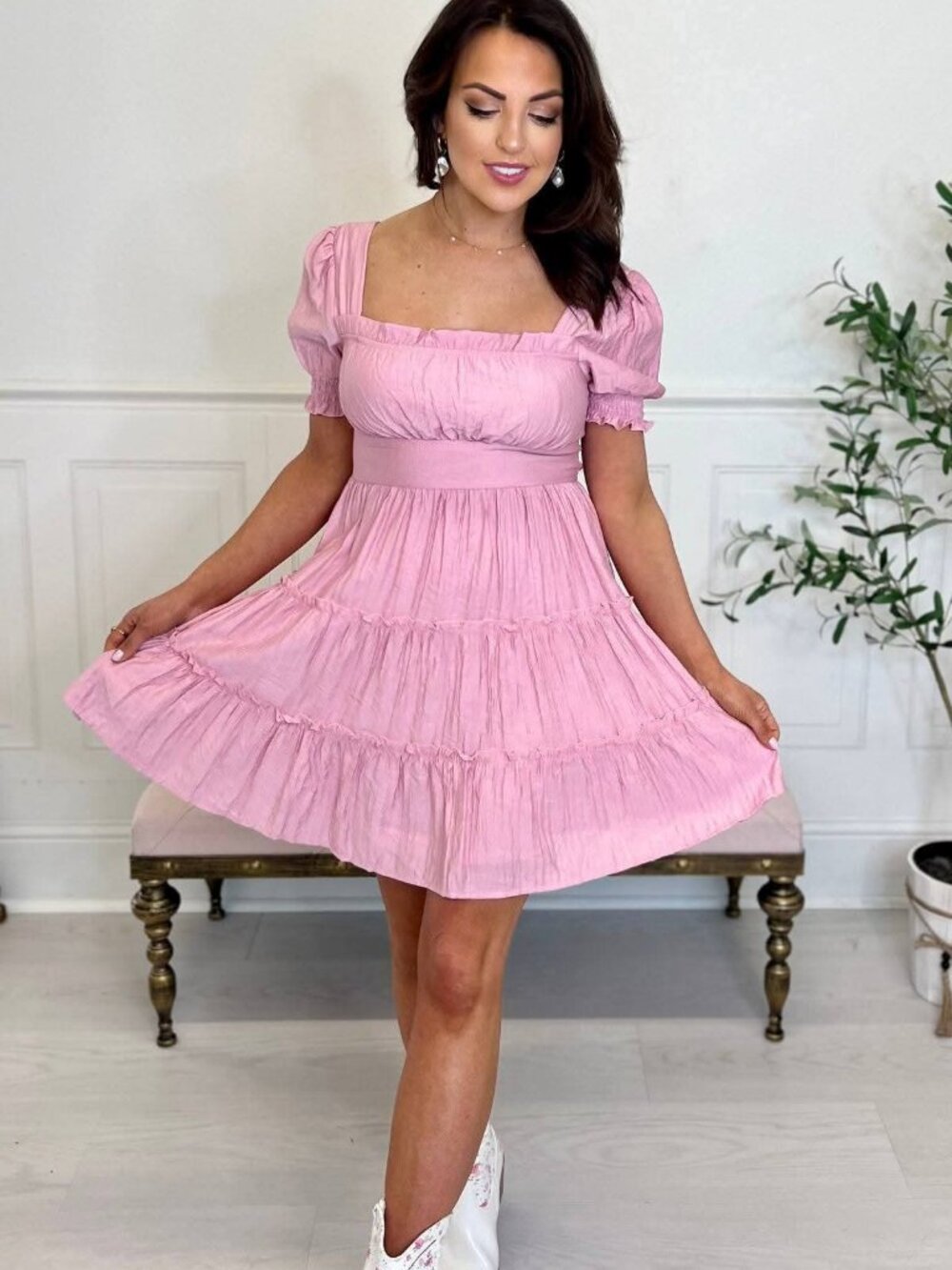MINE Madison tiered ruffle trim Dress, size Medium